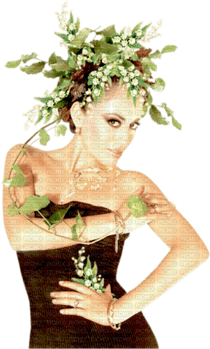 Woman with Lily of the Valley/ Femme avec Muguet - PNG gratuit