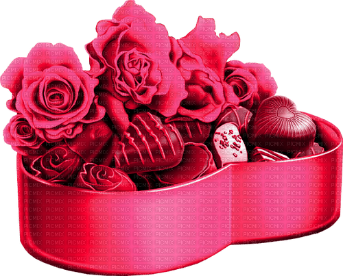Heart.Box.Candy.Roses.Brown.Pink - безплатен png