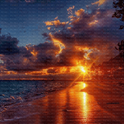 Rena Hintergrund animated Meer Sonnenuntergang - Free animated GIF