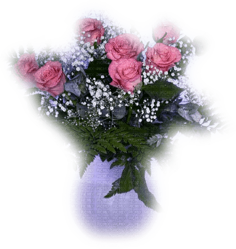 jarro con flores pink - gratis png