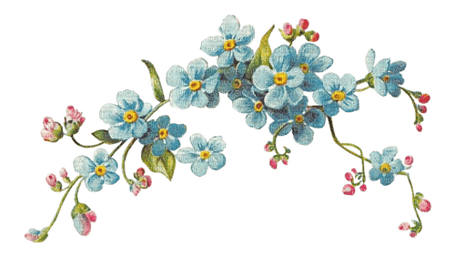 Blue green flowers deco [Basilslament] - zdarma png