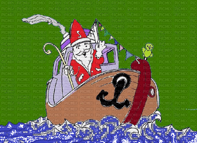 Saint Nicolas sur son bateau - Ücretsiz animasyonlu GIF