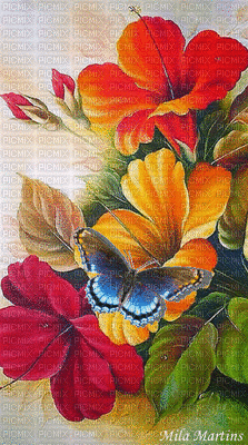 Flower And Butterfly - Free animated GIF