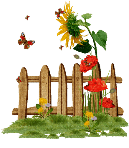 Blumen, Gartenzaun - PNG gratuit