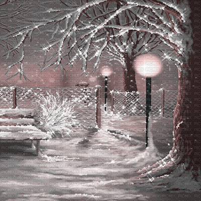 kikkapink background tree lights snow winter - Бесплатный анимированный гифка