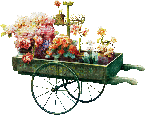 Vintage Flower Cart - GIF เคลื่อนไหวฟรี