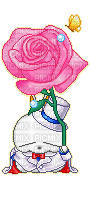 Lapinou chapeau clac à la rose rose - Gratis animerad GIF