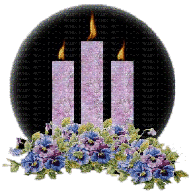 Kerzen, Blumen - Gratis animeret GIF