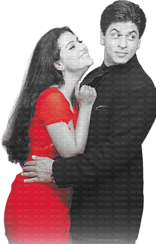 soave bollywood shahrukh khan couple  red black - png gratis