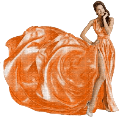 femme en orange.Cheyenne63 - gratis png