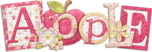 soave text apple pink green - ücretsiz png