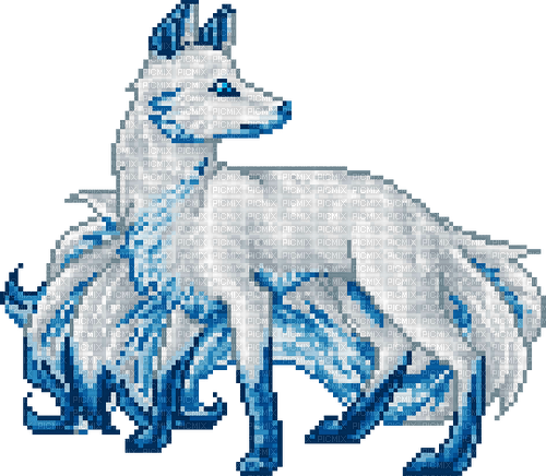 blue and white kitsune - Free PNG