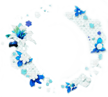 blue scrap flowers circle - darmowe png