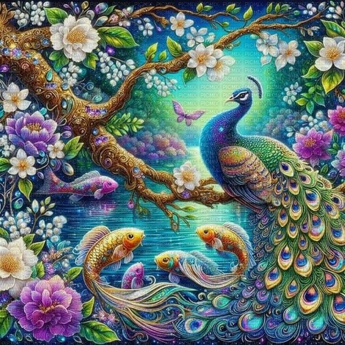 fantasy peacock background - nemokama png