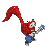 Music Note with Guitar - GIF animasi gratis