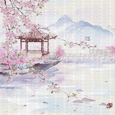 kikkapink background oriental  asian animated - 免费动画 GIF