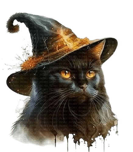 halloween, witch, cat, fantasy - bezmaksas png