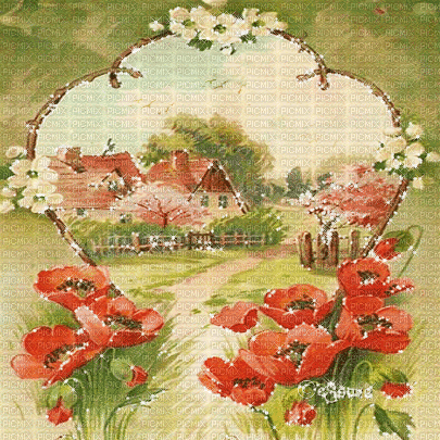 soave background animated vintage spring postcard - Безплатен анимиран GIF