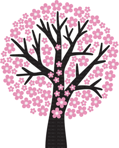 Arbre tree sakura fleur rose pink flower - ingyenes png