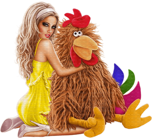 Easter. Women. Chicken. Leila - Free PNG