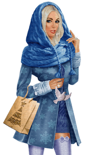 Femme en bleu - darmowe png