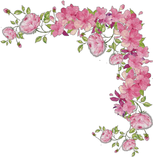 Frame corner pink flowers - PNG gratuit