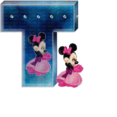 image encre animé effet lettre T Minnie Disney  edited by me - GIF animate gratis