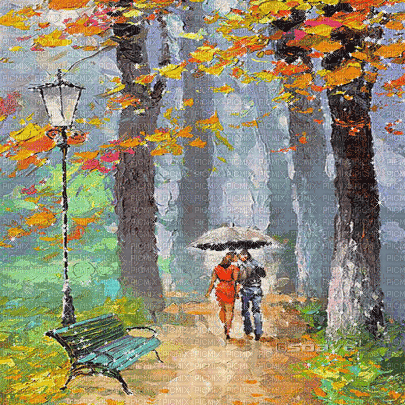 soave background animated autumn park rain tree - Gratis animeret GIF