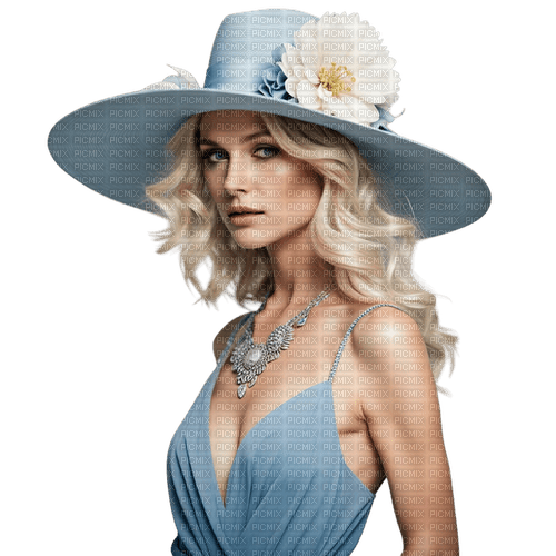 Woman in blue. Hat. Leila - δωρεάν png