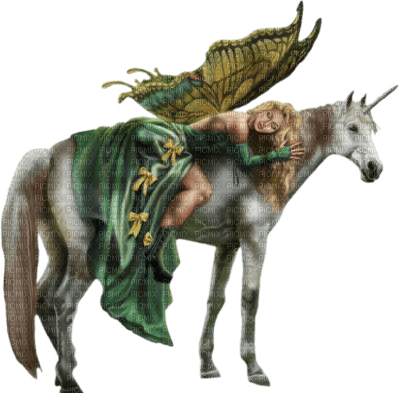 femme et licorne - darmowe png