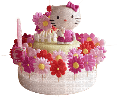 Kaz_Creations Deco Candle Hello Kitty Birthday Cake - ücretsiz png