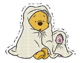 Winnie Pooh and Piglet on Halloween - Free animated GIF