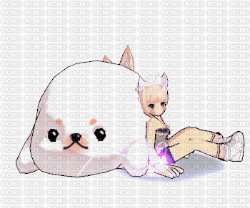 seal with anime girl - 免费动画 GIF