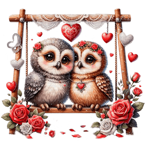 st.Valentine owls  by nataliplus - nemokama png