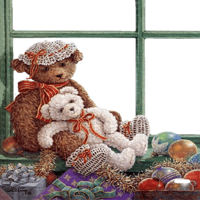 christmas  window teddy bear fe etre noel - фрее пнг