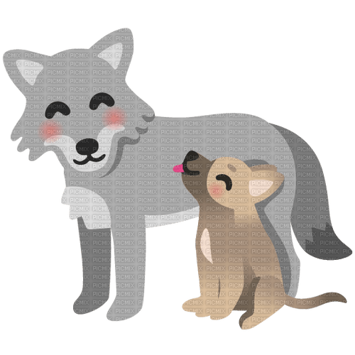 emojikitchen wolf & wolf pup - δωρεάν png
