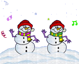 dancing snowmans bonhomme de neige gif - Free animated GIF