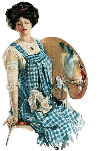 loly33 femme  vintage peinture - PNG gratuit