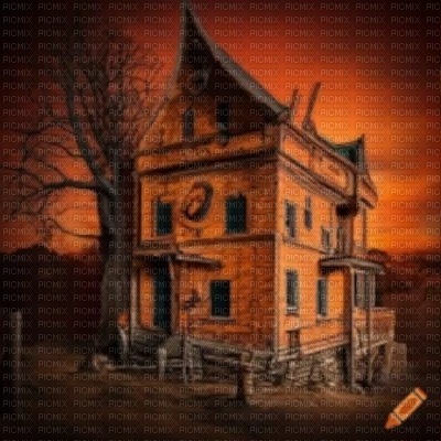 Orange Halloween House - png gratuito