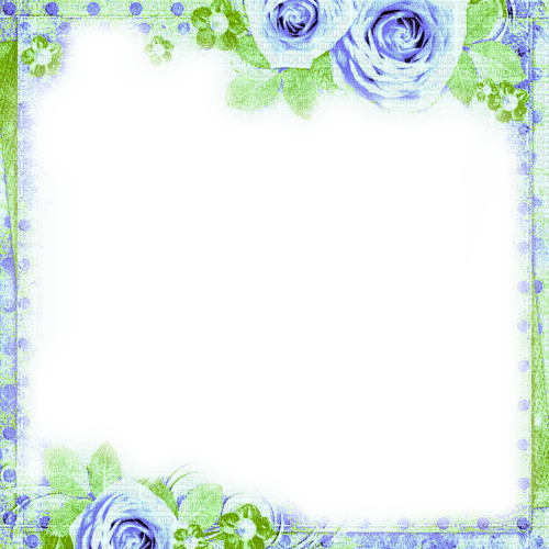 Roses.Frame.Blue.Green - By KittyKatLuv65 - bezmaksas png