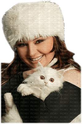 winter woman FEMME HIVER CHAT - png gratuito
