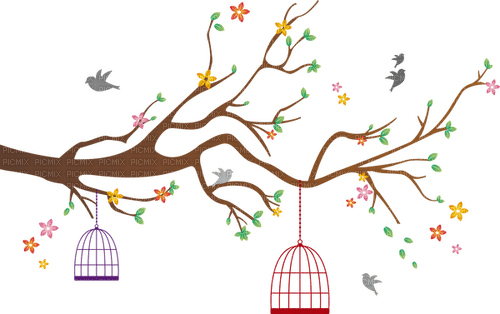 branche d'arbre et cages - darmowe png