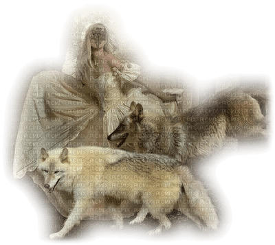 woman with wolf bp - gratis png