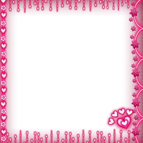 Frame.Flowers.Hearts.Stars.Pink - Free PNG