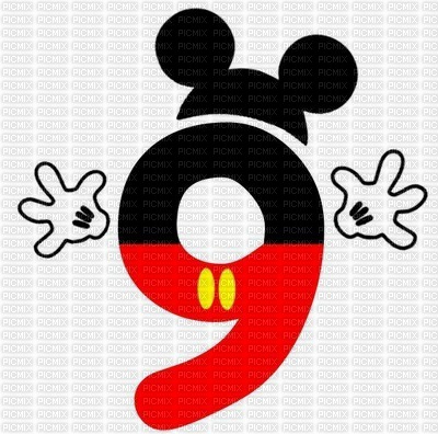 image encre numéro 9 bon anniversaire edited Mickey Disney by me - PNG gratuit