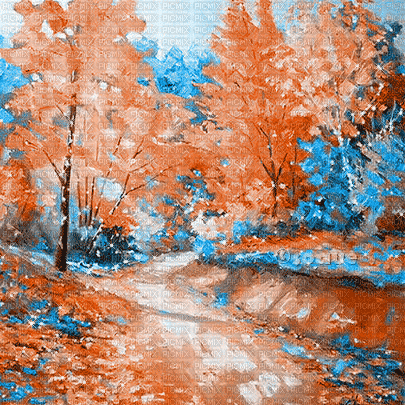 soave background animated autumn forest painting - Nemokamas animacinis gif
