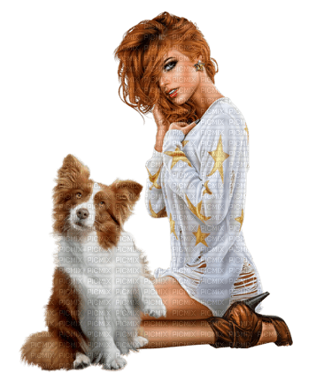 Femme avec un chien - бесплатно png
