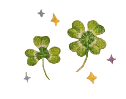 Two green clovers with stars - gratis png