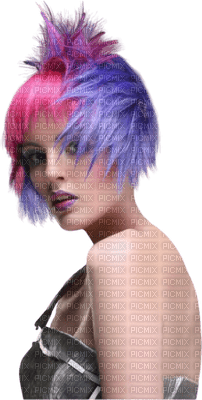 Kaz_Creations Woman Femme Purple Pink Hair - PNG gratuit