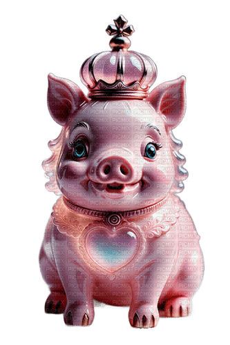 Piggy with Crown - PNG gratuit